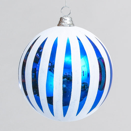 Discover the Blue White Stripe Christmas Bauble (15cm) at Bristow Direct