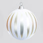Discover the Champagne White Stripe Christmas Bauble (15cm) at Bristow Direct