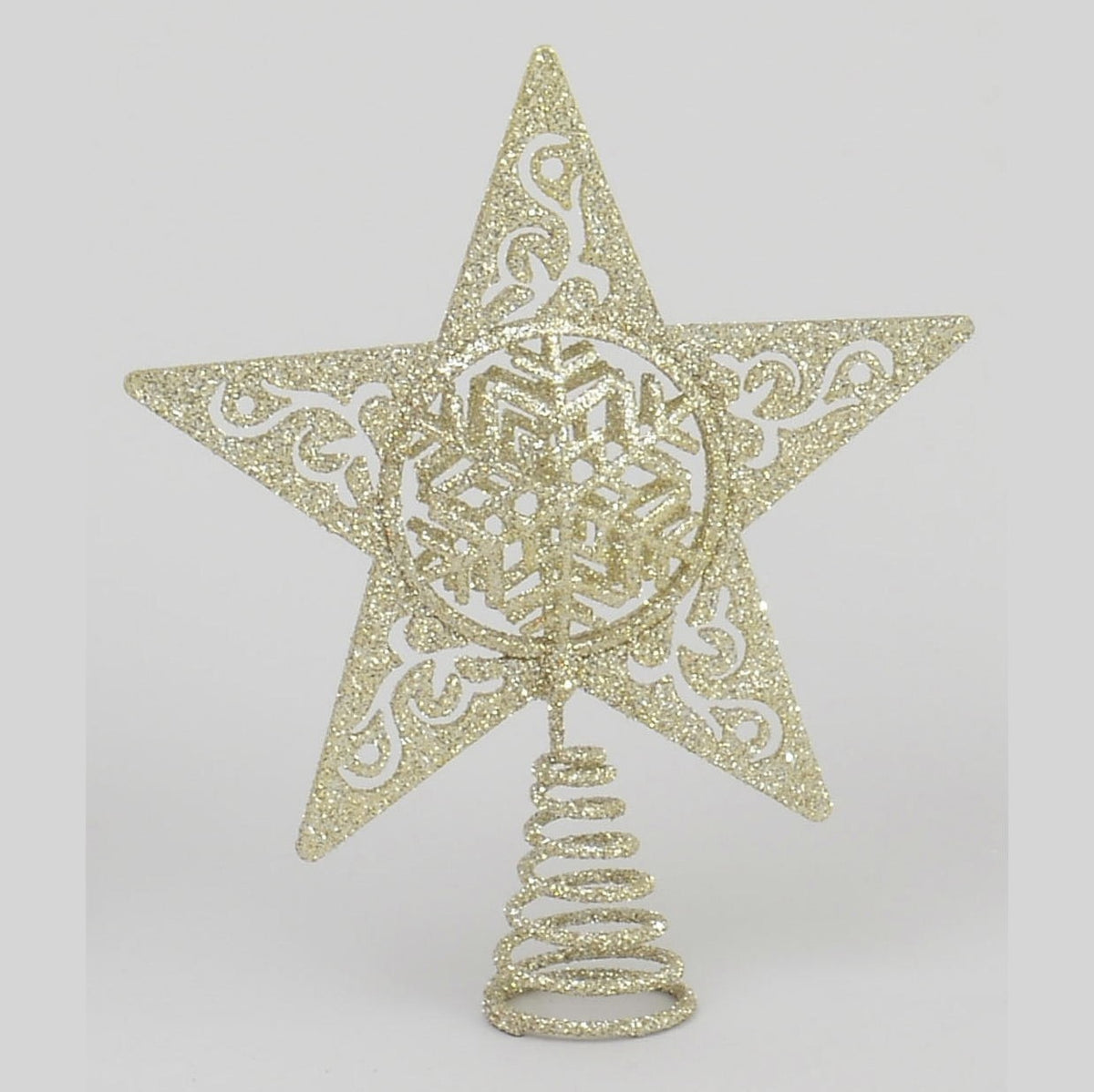 Discover the Gold Glitter Snowflake Tree Topper (20cm) at Bristow Direct