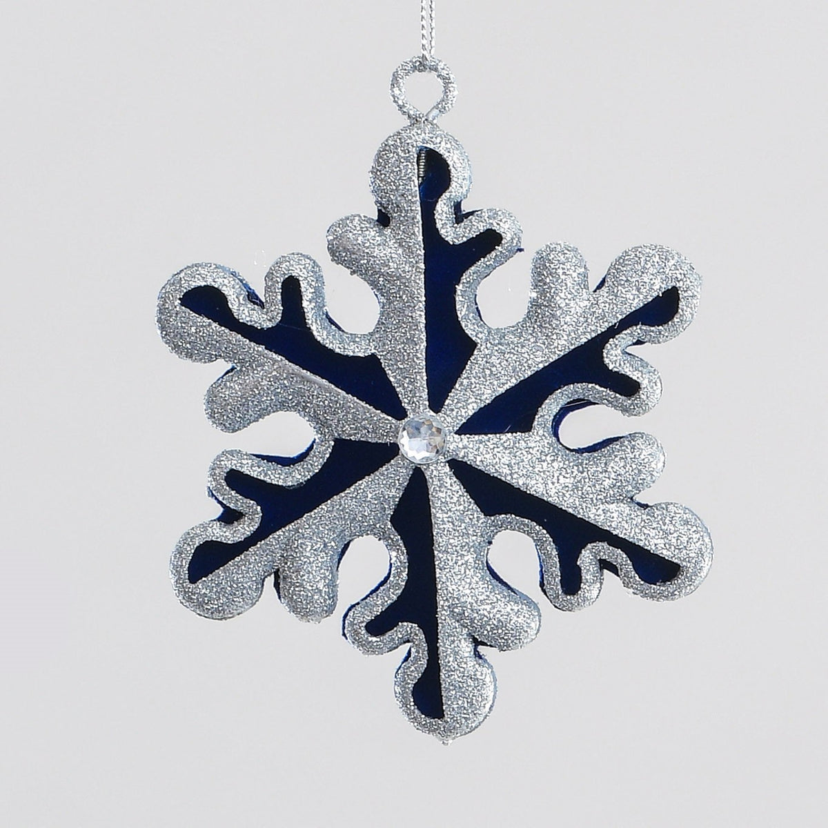 Discover the Blue Silver Snowflake Hanging Decoration (10cm) at Bristow Direct