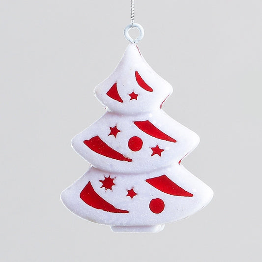 Discover the Red White Glitter Tree Hanging Decoration (10cm) at Bristow Direct
