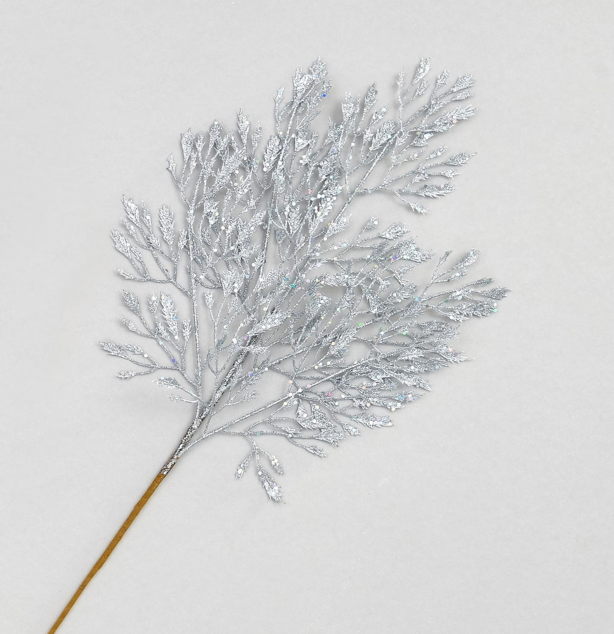 Discover the Silver Glitter Winter Leaf Spray (66cm) at Bristow Direct