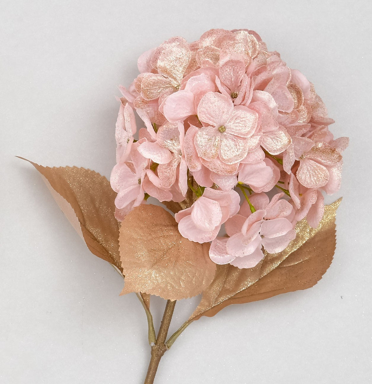 Discover the Pink Glitter Hydrangea Spray with Leaves (64cm) at Bristow Direct