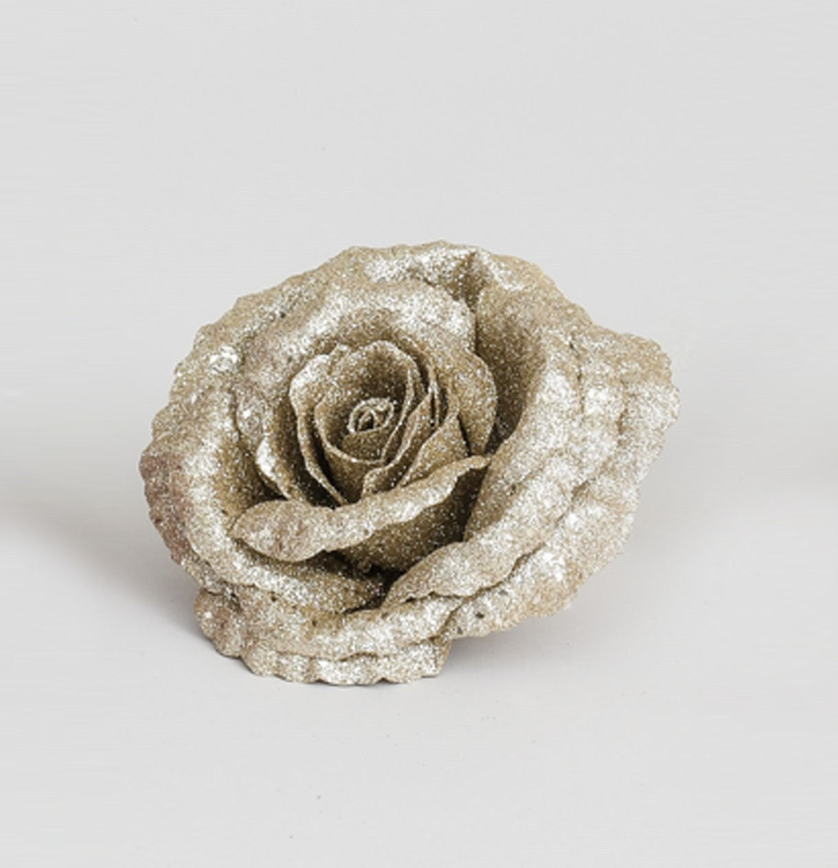 Discover the Champagne Glitter Rose with Clip (18cm) at Bristow Direct