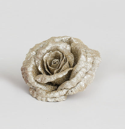 Discover the Champagne Glitter Rose with Clip (18cm) at Bristow Direct