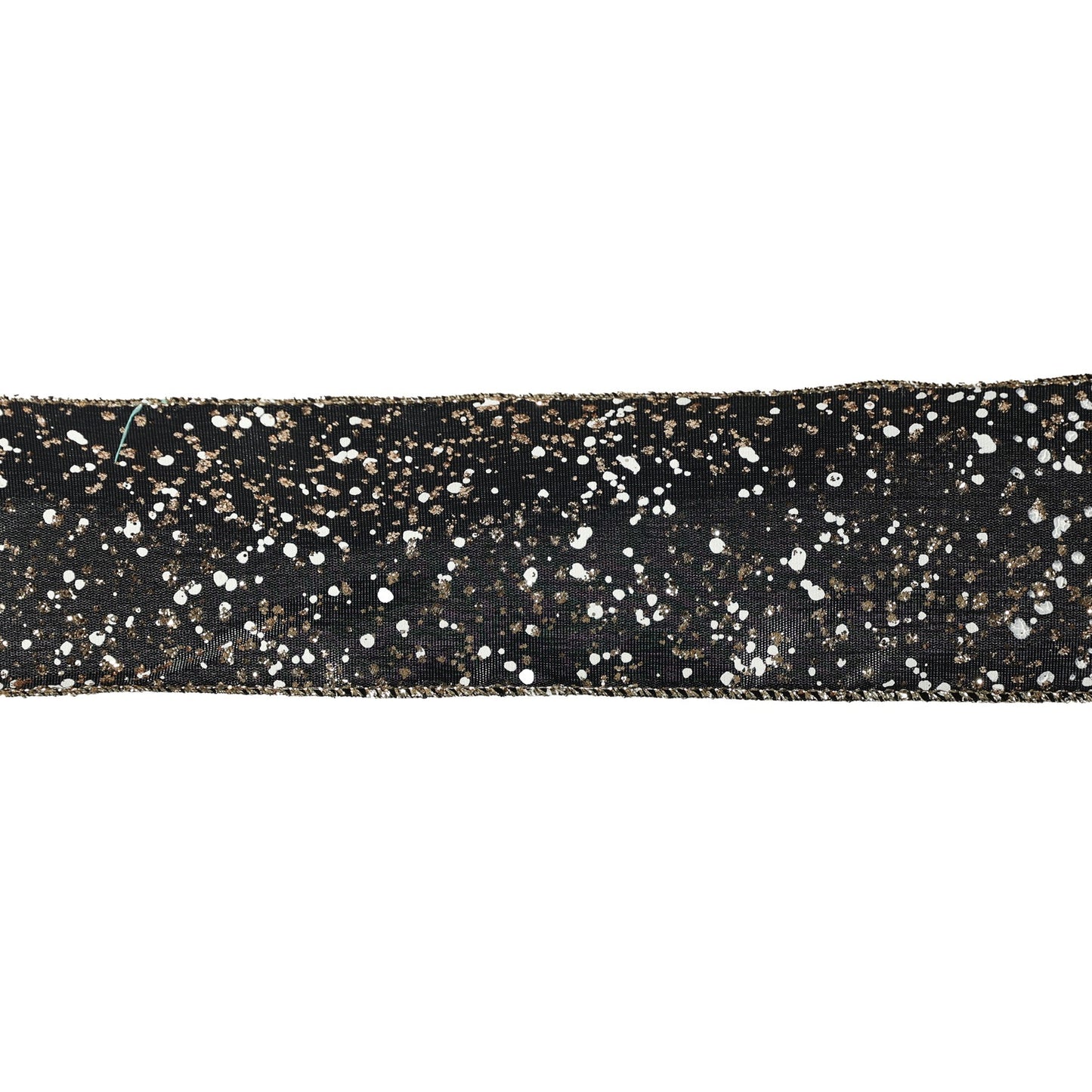Discover the Black Double Wired Ribbon with White Gold Glitter (63mm x 9.1m) at Bristow Direct