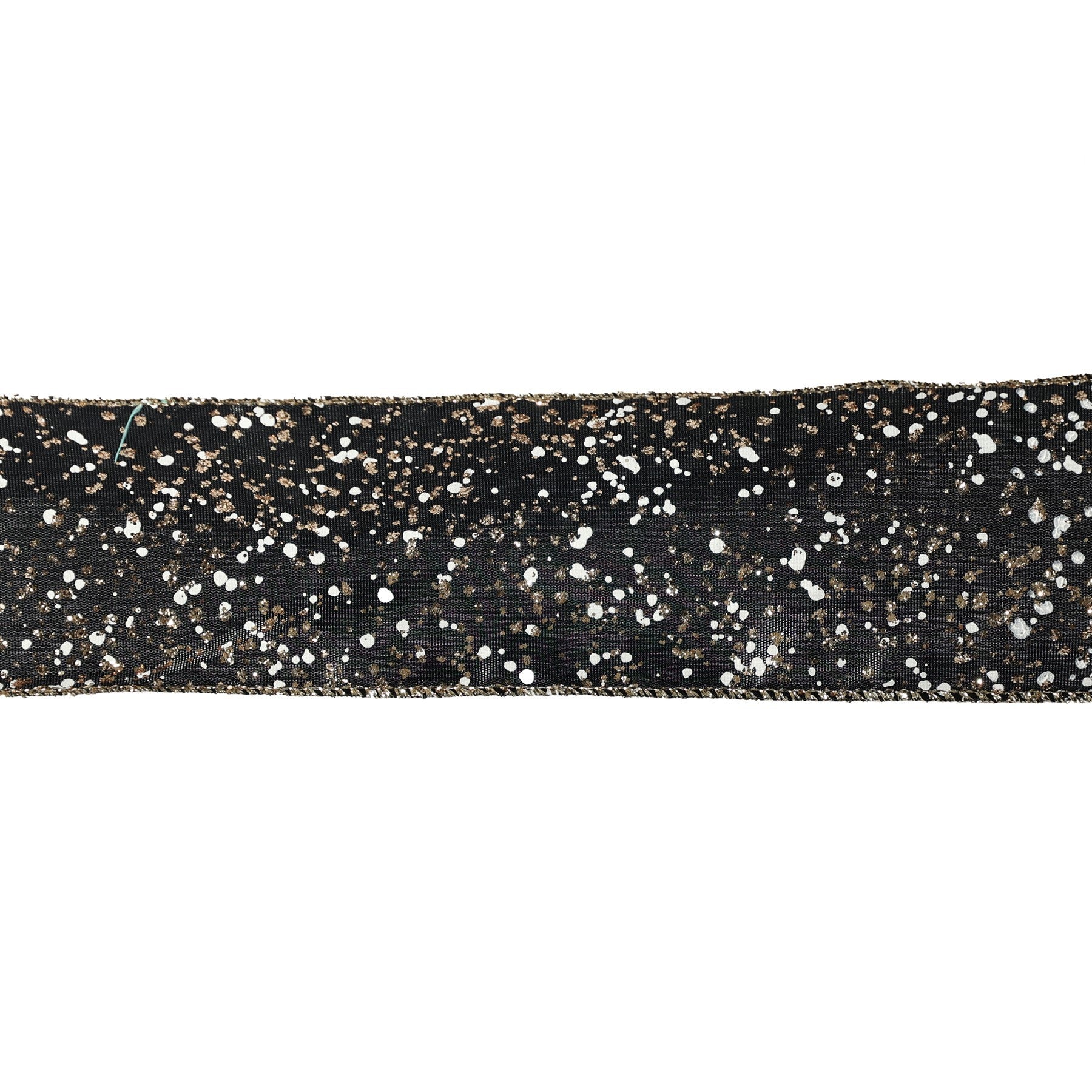 Discover the Black Double Wired Ribbon with White Gold Glitter (63mm x 9.1m) at Bristow Direct