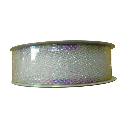 Discover the White Double Wired Mesh Glitter Ribbon Garland (25mm x 4.6m) at Bristow Direct