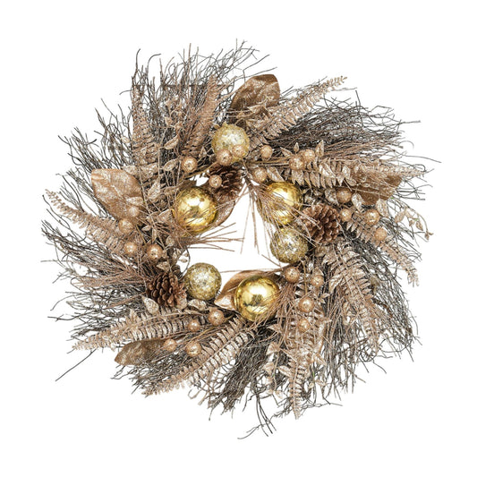 Discover the Gold Twig Ball Leaf Wreath (60cm) at Bristow Direct