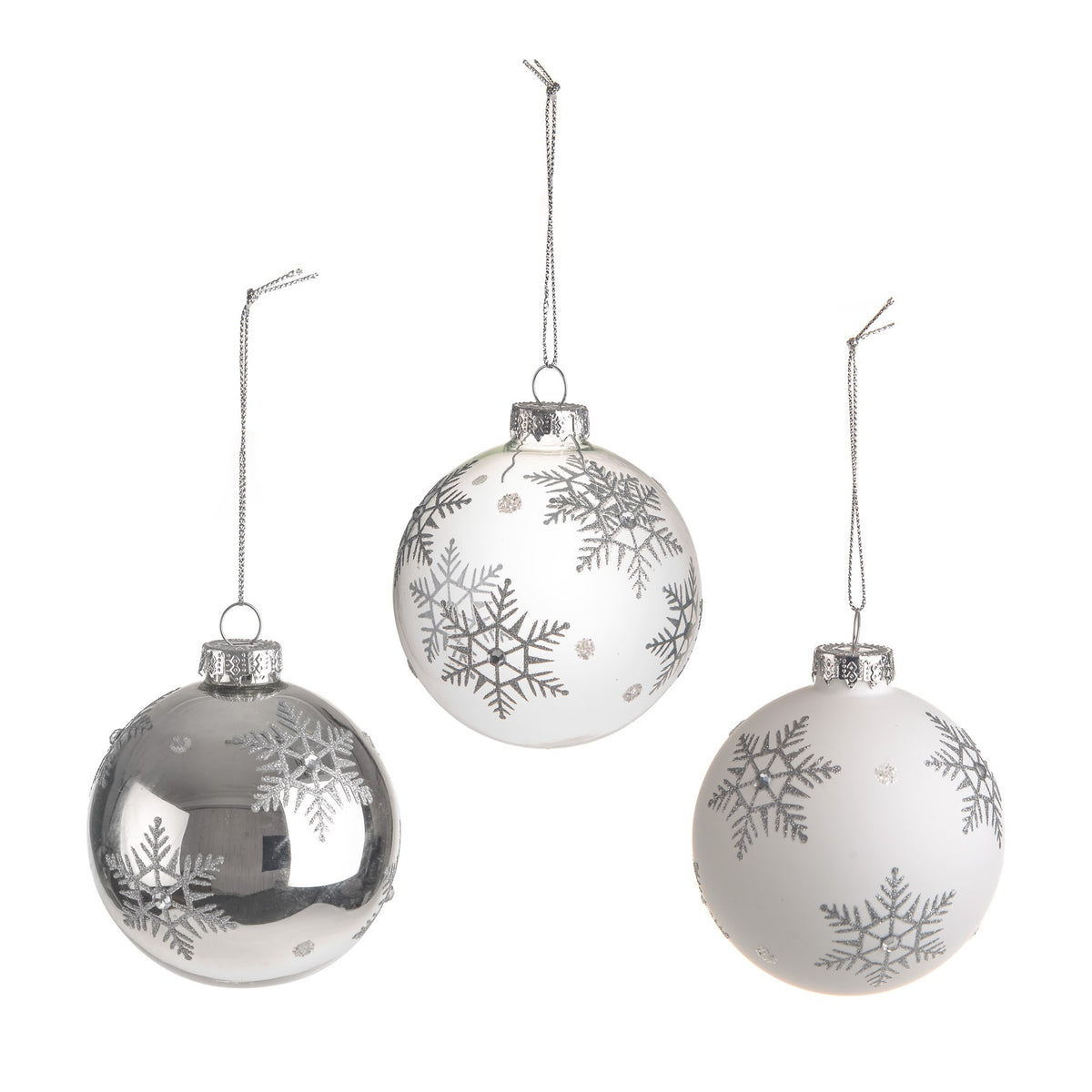 Discover the Snowflake Design Glass Bauble at Bristow Direct