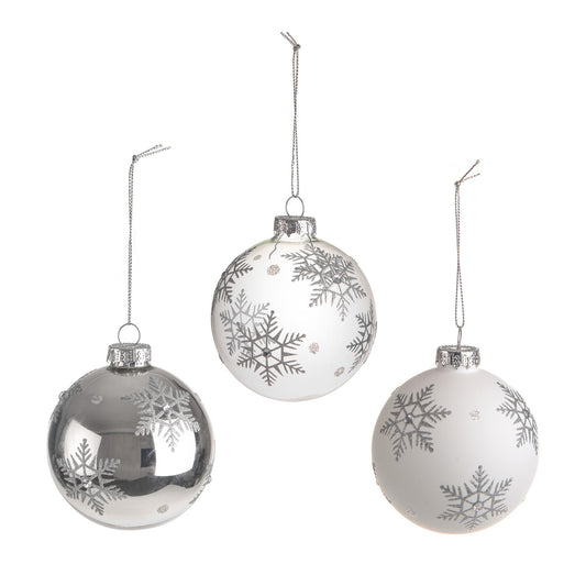 Discover the Snowflake Design Glass Bauble at Bristow Direct