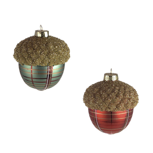 Discover the Tartan Glass Acorn Bauble (Assorted Designs) at Bristow Direct