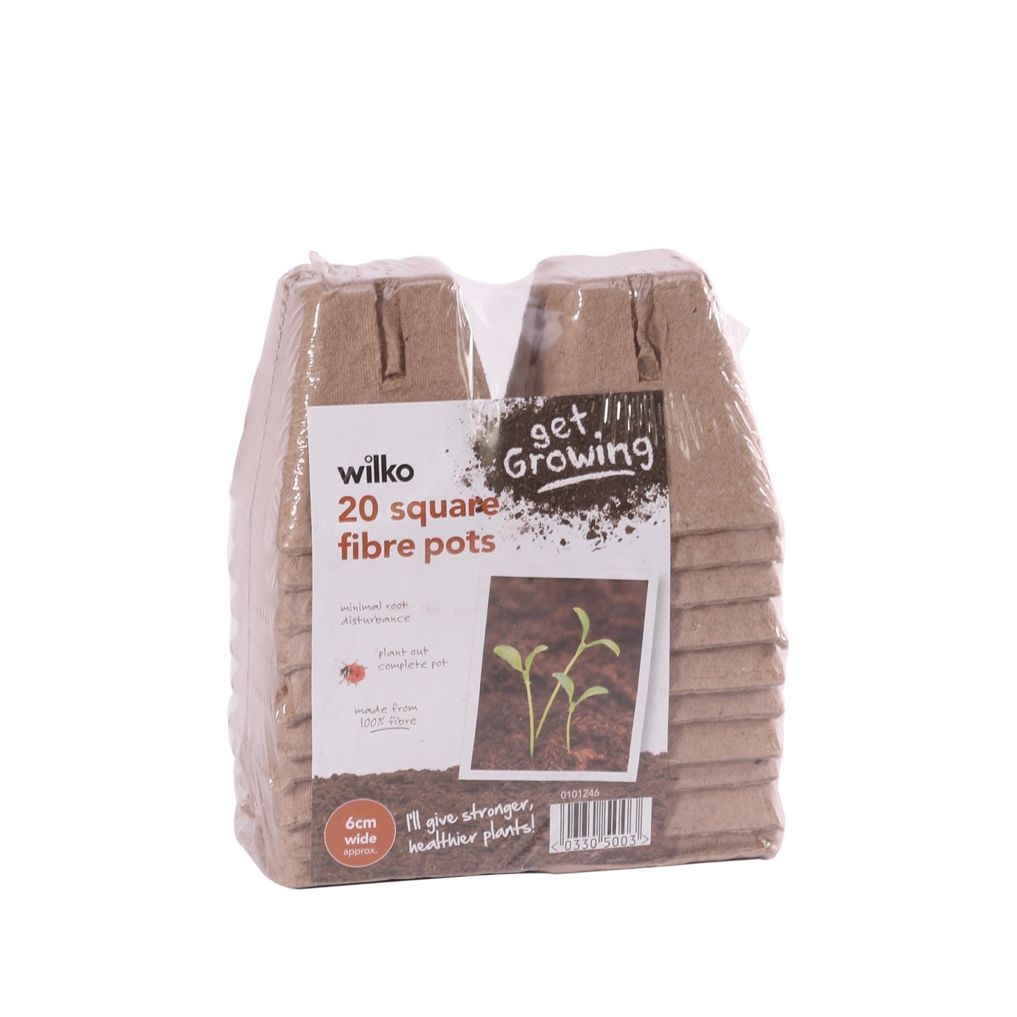6cm Square Brown Fibre Pots (x20)