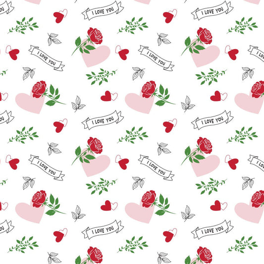 I Love You Hearts &amp; Roses Frosted Cello Wrap (80m)