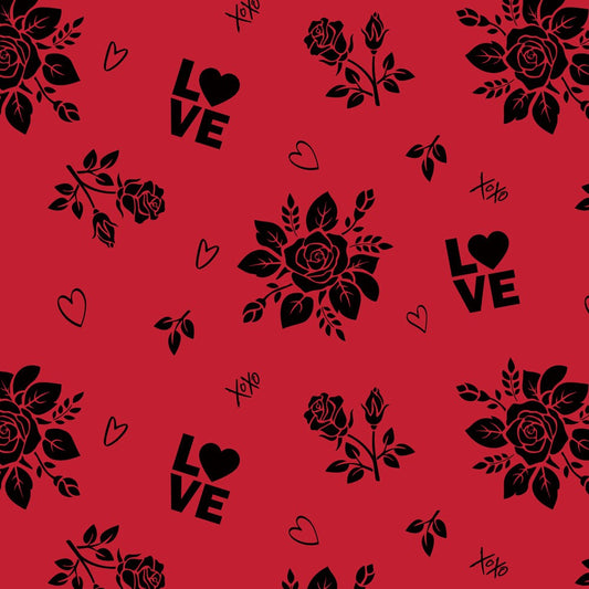 Love and Roses Red Tinted Cellophane (100m)