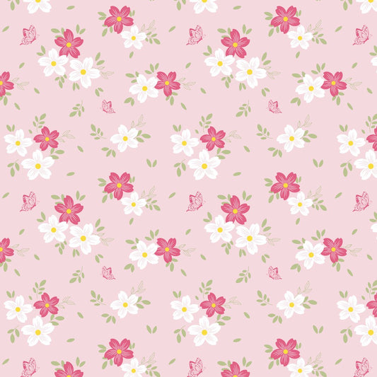 Blooms &amp; Butterflies Pink Tinted Cello Wrap (100m)