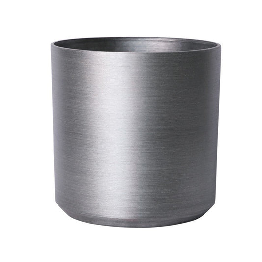 Brushed Steel Metallic Look Cylinder Planter (35cm)