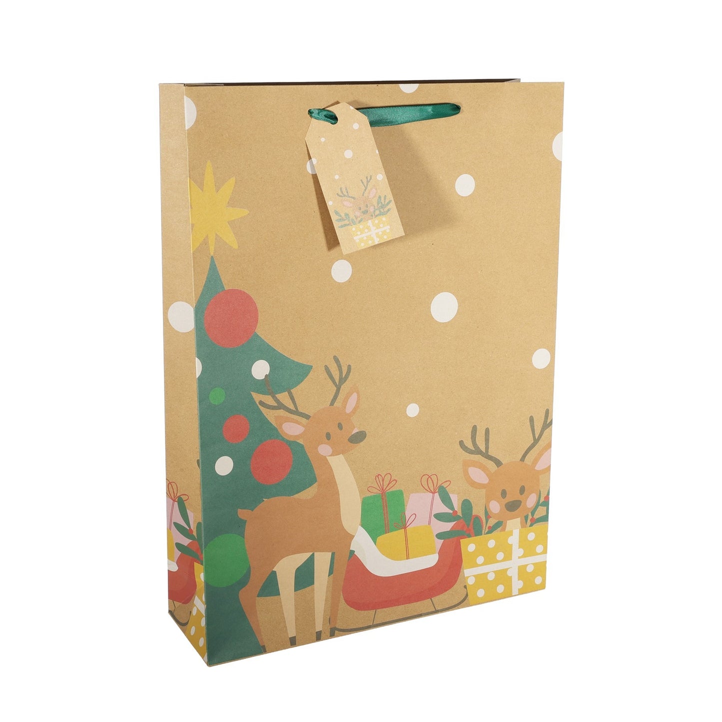 Reindeer Kraft Gift Bag XL