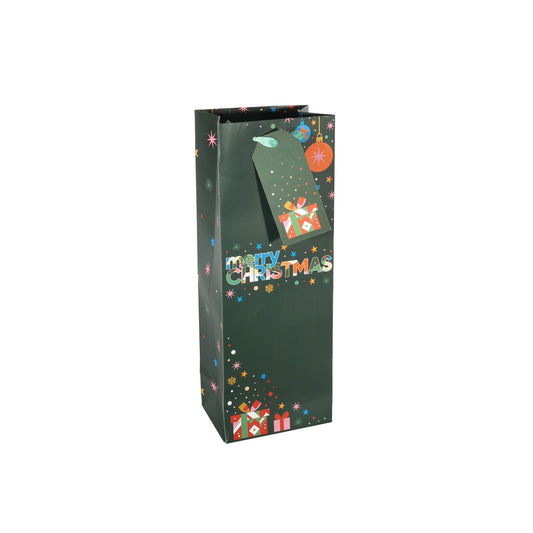 Discover the Merry Christmas Baubles Presents Bottle Gift Bag with Tag at Bristow Direct