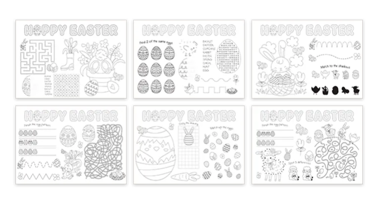 Easter Colour In Your Own Placemat 6pk