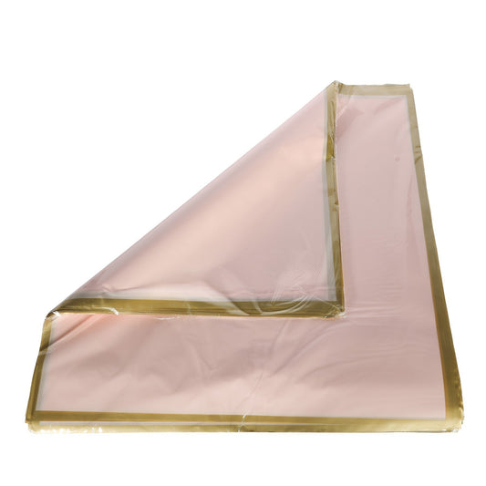 Korean Style Pre Cut Cello Wrap Sheets - Pale Pink with Gold Border (100 Sheets)