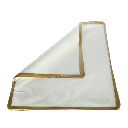 Korean Style Pre Cut Cello Wrap Sheets - White with Gold Border (100 Sheets)