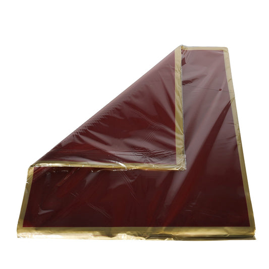 Korean Style Pre Cut Cello Wrap Sheets - Wine Red with Gold Border (100 Sheets)