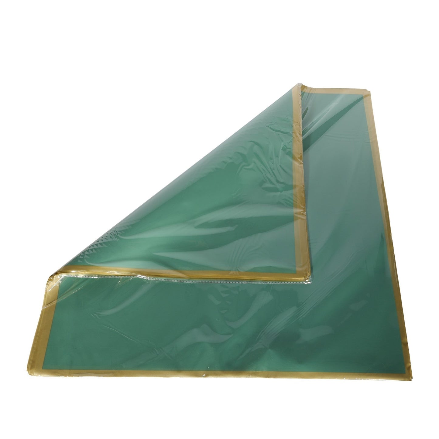 Korean Style Pre Cut Cello Wrap Sheets - Green with Gold Border (100 Sheets)