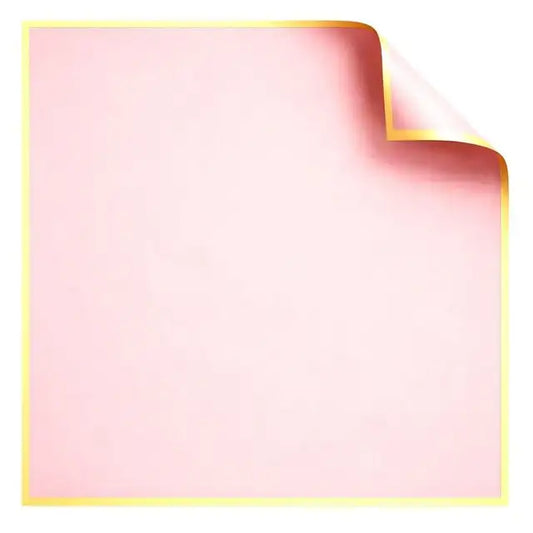 Korean Style Pre Cut Cello Wrap Sheets - Pale Pink with Gold Border (100 Sheets)