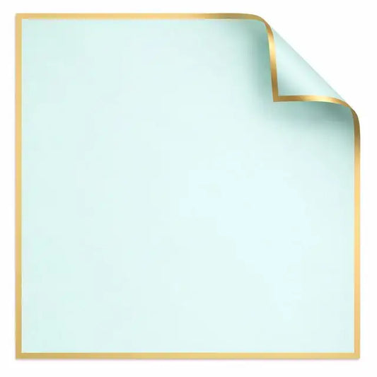 Korean Style Pre Cut Cello Wrap Sheets - Mint Green with Gold Border (100 Sheets)