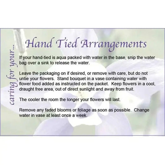 Hand Tie Arrangements-Card Card (x50)