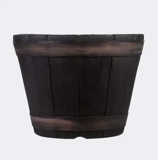 Black Oakwood Barrel Planter (34cm)