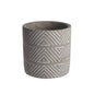 Large Grey Cylindrical Triangular Pattern Cement Pot