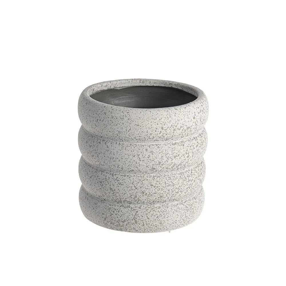 Light Grey Contoured Cylinder Ceramic Vase (13.5cm)