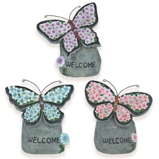 Discover the Butterflies on Rock with Solar Light 3 Asso (18cm) at Bristow Direct