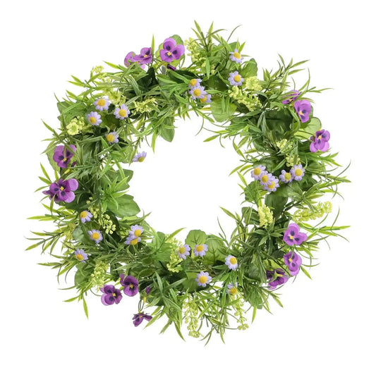 Purple Pansy Daisy Wreath
