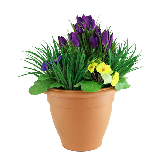 Purple and Yellow Tulip Patio Planter
