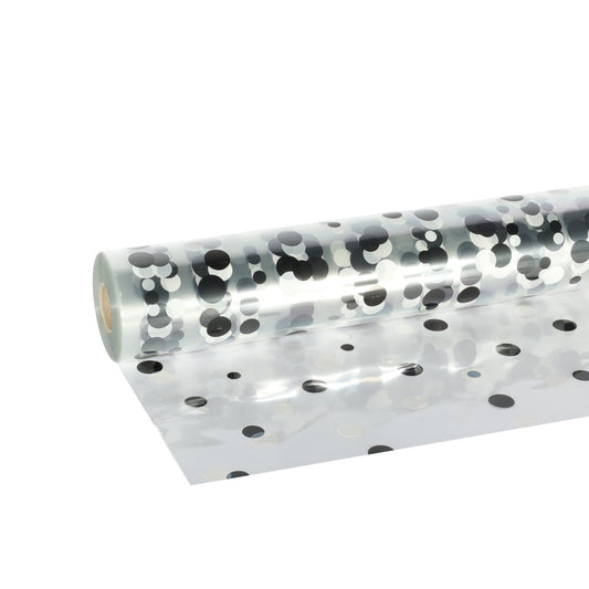 Black &amp; White Double Polka Dot Clear Cello