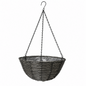 14 inch Faux Rattan Hanging Basket  Grey