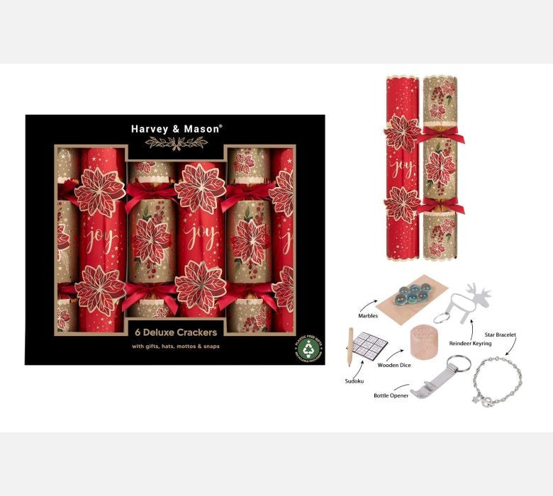 Red &amp; Gold Deluxe Poinsettia Crackers