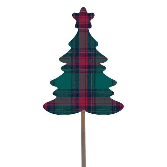 Green And Red Tartan Star Topped Christmas Tree Pick