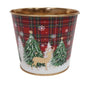 Christmas Trees And Reindeer Tartan Zinc Pot