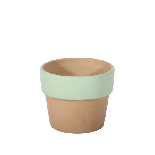 Discover the Brown Pot with Green Band (7cm) at Bristow Direct