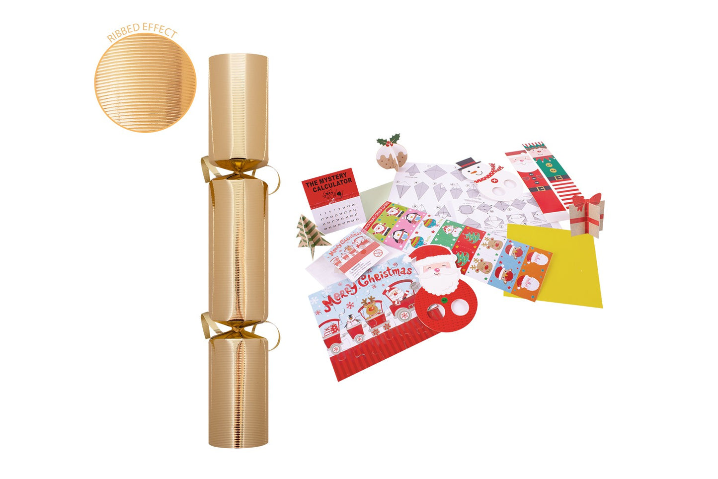 50 Gold Ribbed Christmas Crackers