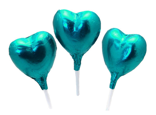 Turquoise Foil Chocolate Heart Lollipop