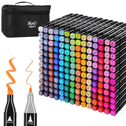 168 Colours Dual Tip Art Markers Pens Set Drawing Sketching Colouring Kit Marker