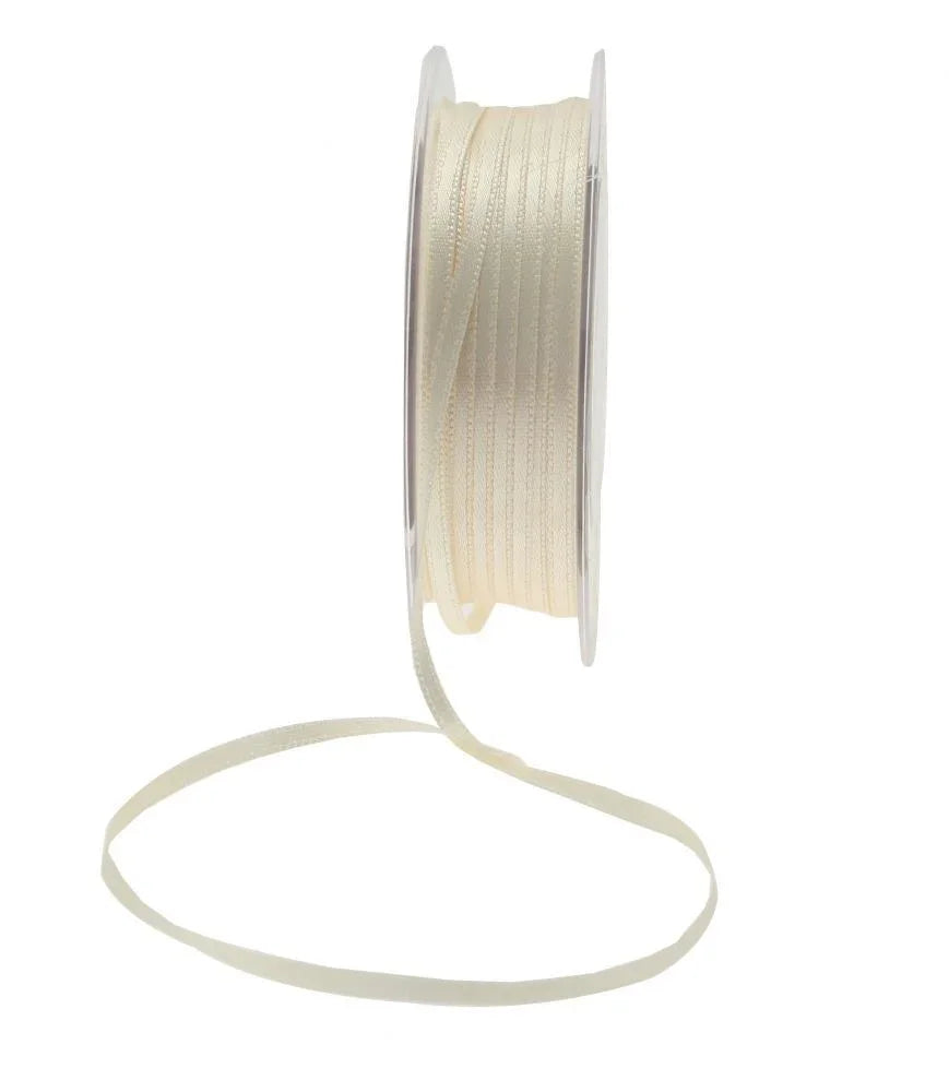 3mm x 50m Cream Satin Ribbon