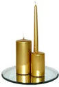 Elegant gold candles on mirrored tray — perfect for home décor or gifting
