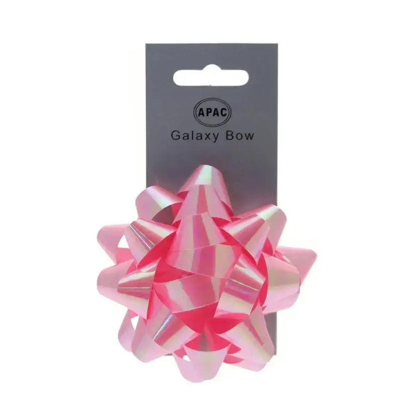Pink iridescent gift bow for presents and festive gift wrapping