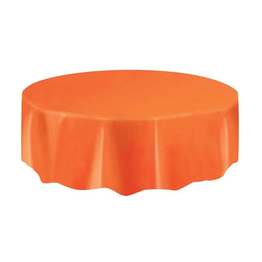 Orange Round Plastic Table Cover